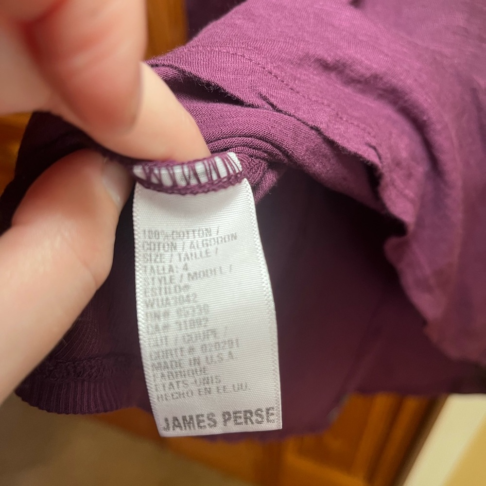 James Perse Three Quarter Sleeve Purple Button-Up Top - Picture 11 of 12